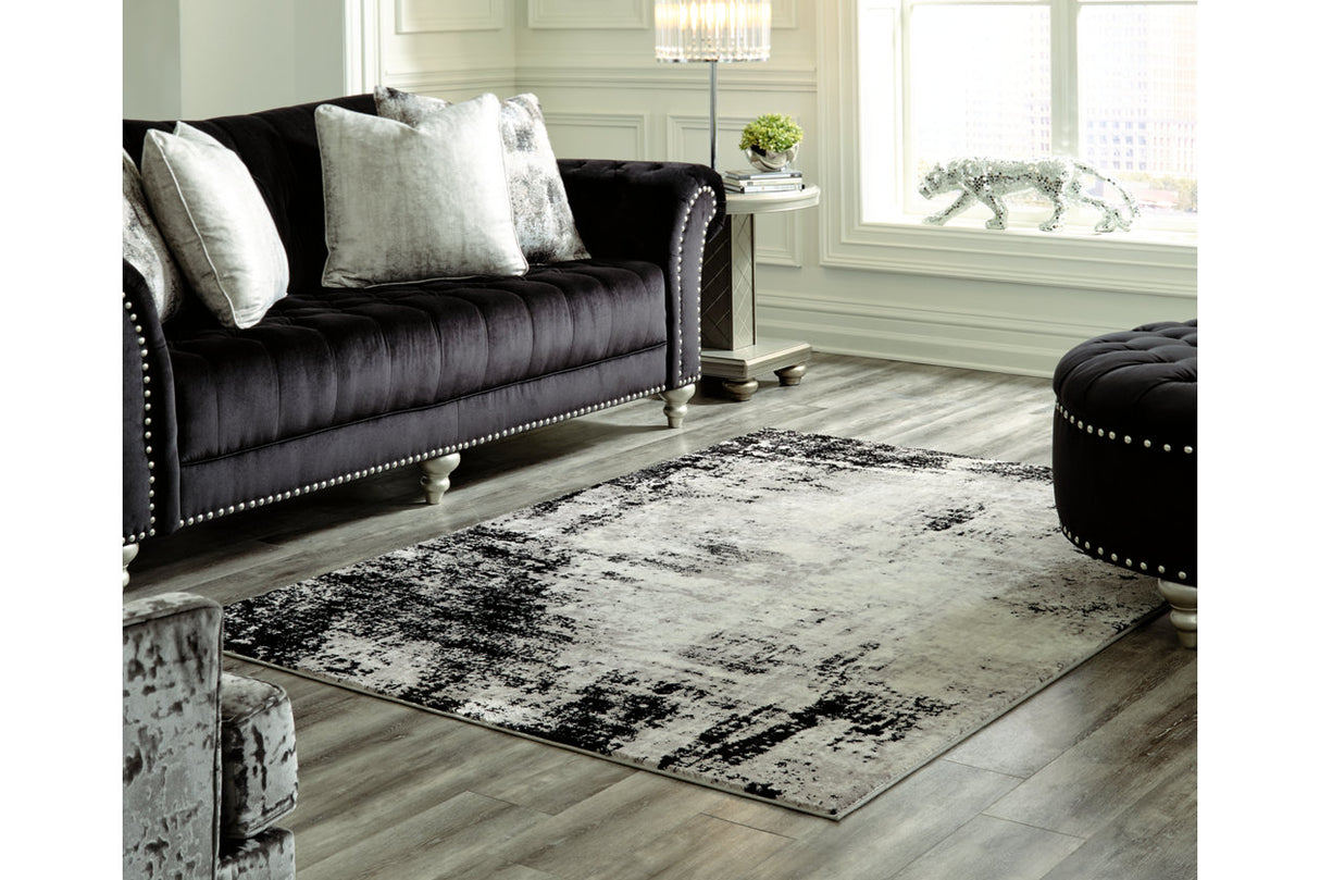 Zekeman Black/Cream/Gray Large Rug from Ashley - Luna Furniture