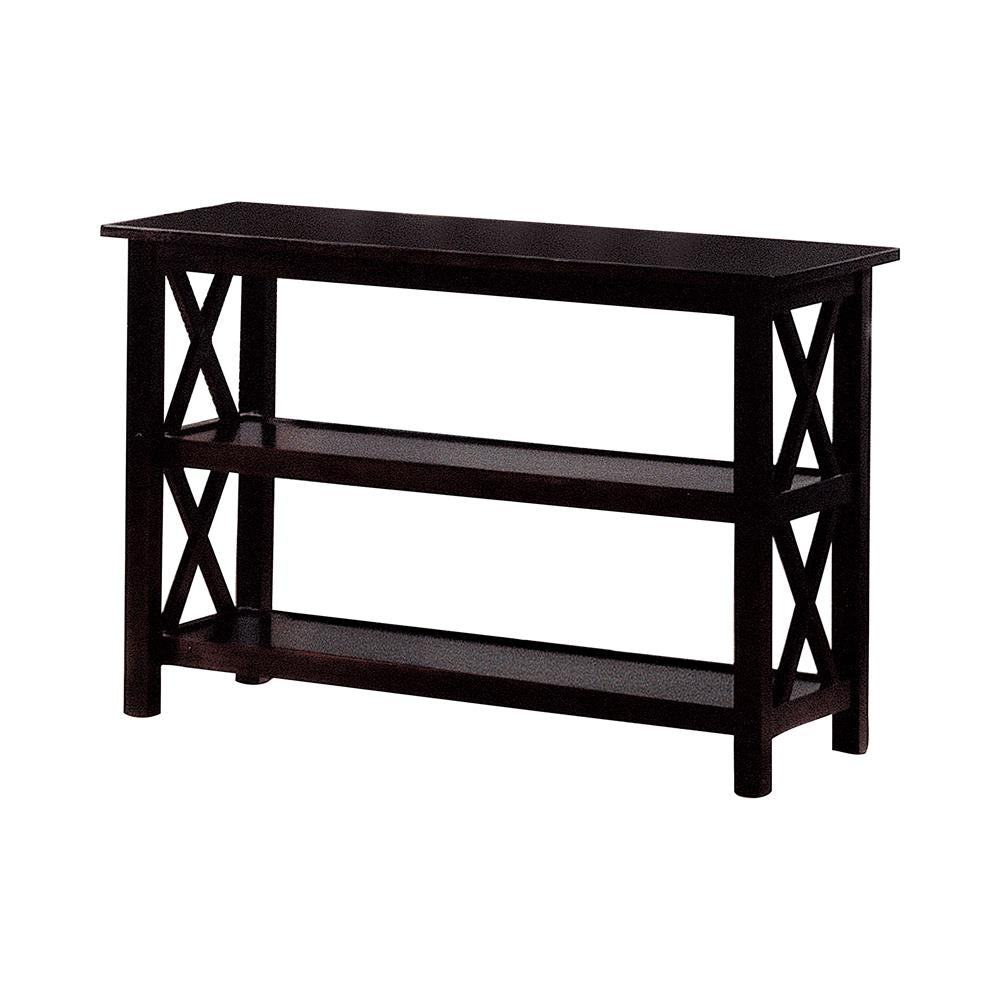 Rachelle Deep Merlot Sofa Table with 2-Shelf from Coaster - Luna Furniture