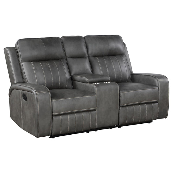 Raelynn Gray Upholstered Motion Reclining Loveseat