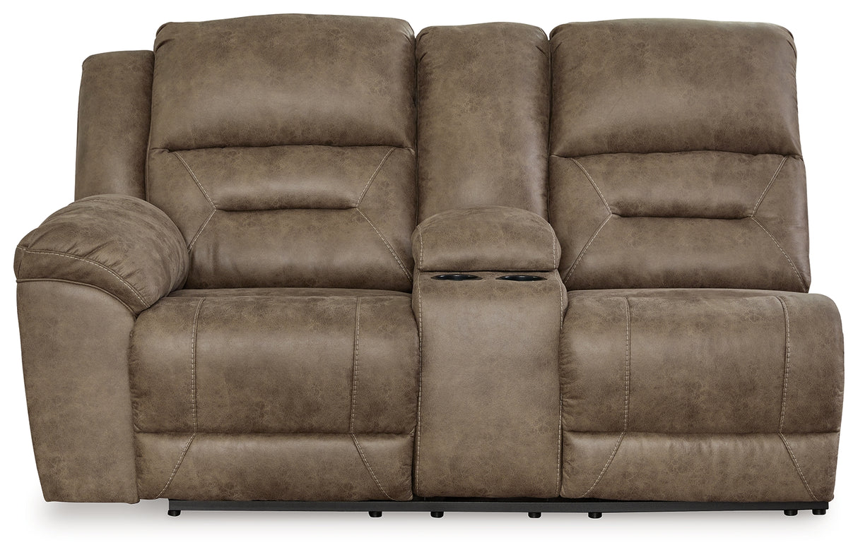 Ravenel Fossil Left-Arm Facing Power Reclining Loveseat with Console from Ashley - Luna Furniture