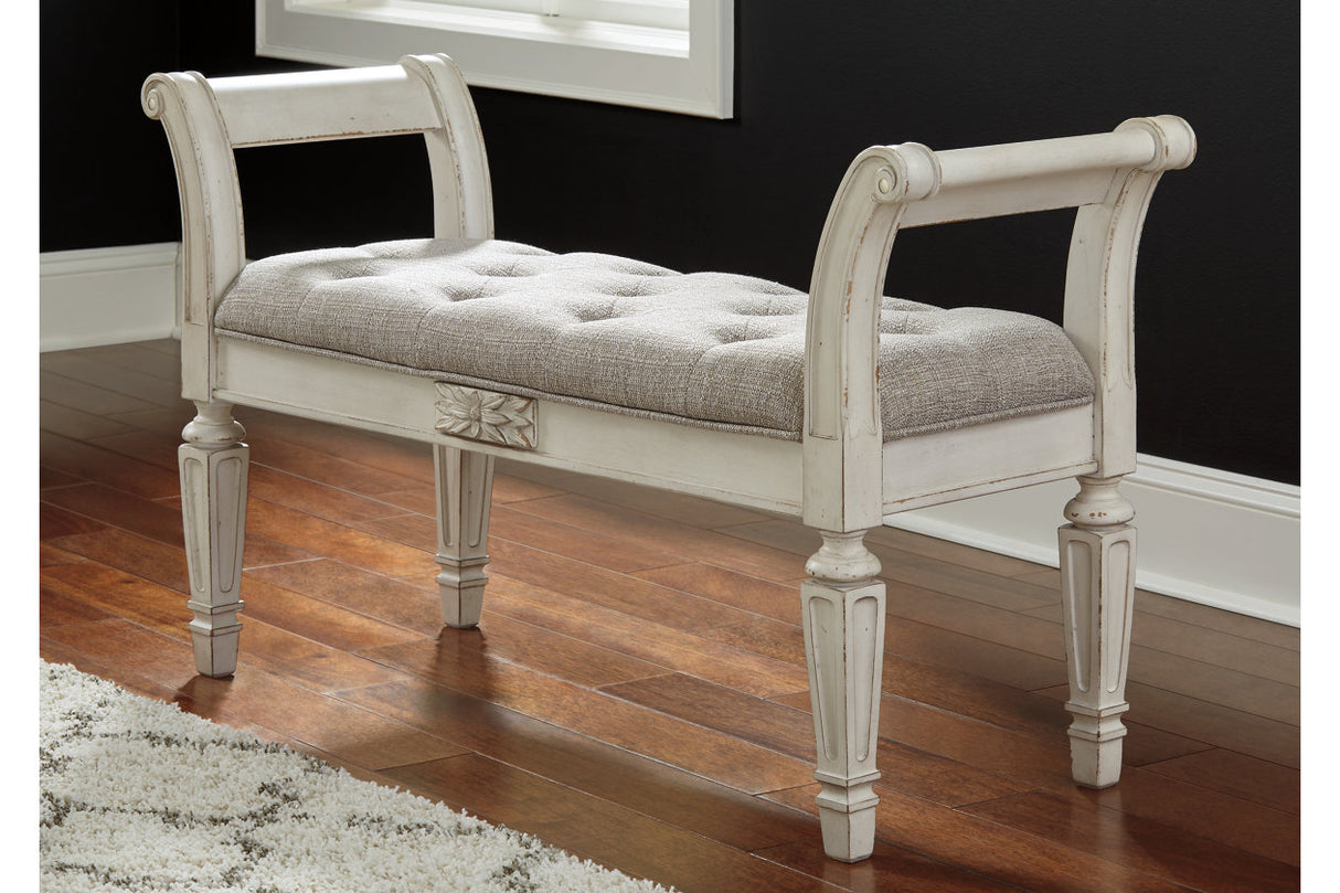 Realyn Antique White Accent Bench from Ashley - Luna Furniture