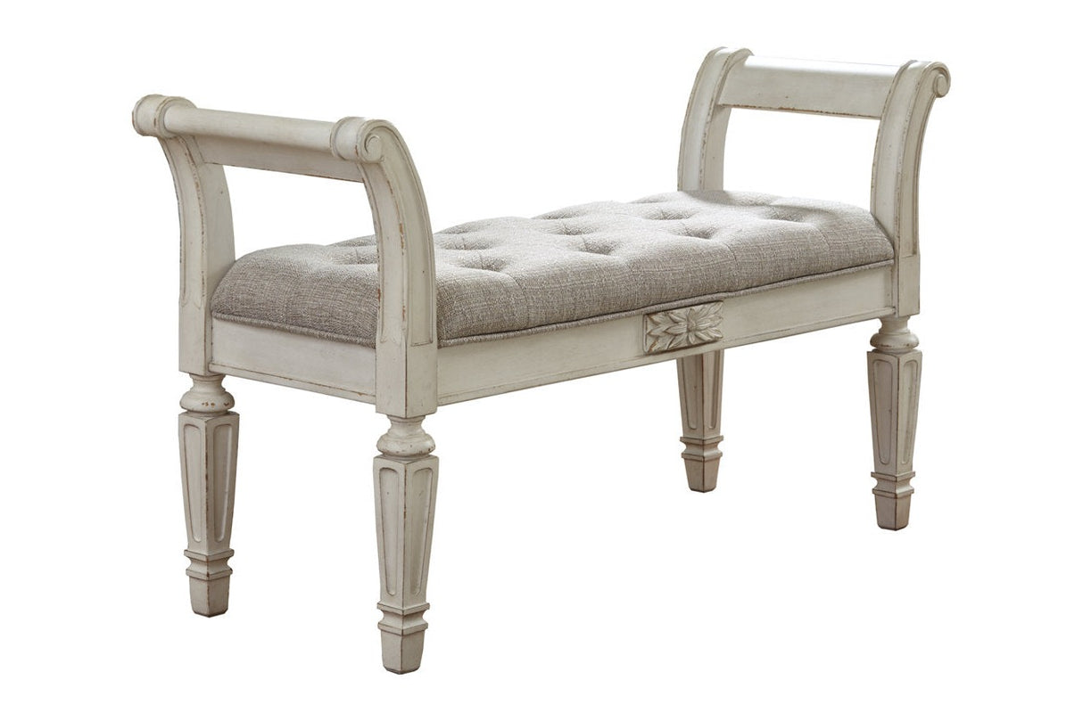 Realyn Antique White Accent Bench from Ashley - Luna Furniture