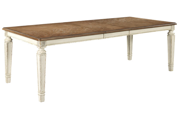 Realyn Chipped White Rectangular Dining Extension Table