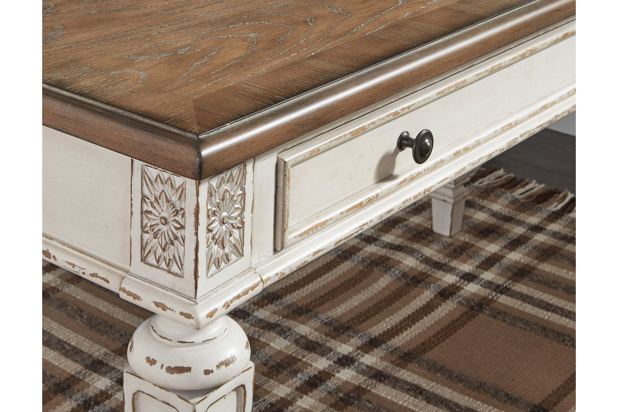 Realyn White/Brown 2-Piece Home Office Desk from Ashley Furniture - Luna Furniture