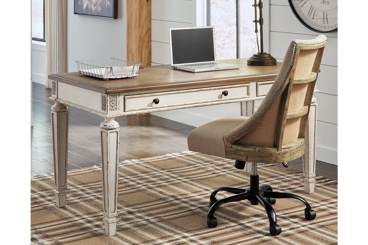 Realyn White/Brown 60" Home Office Desk from Ashley - Luna Furniture