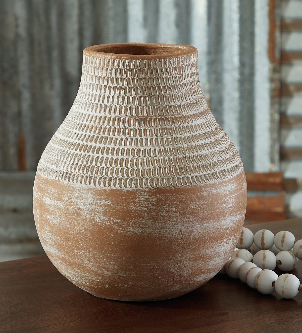 Reclove Distressed White Vase from Ashley - Luna Furniture