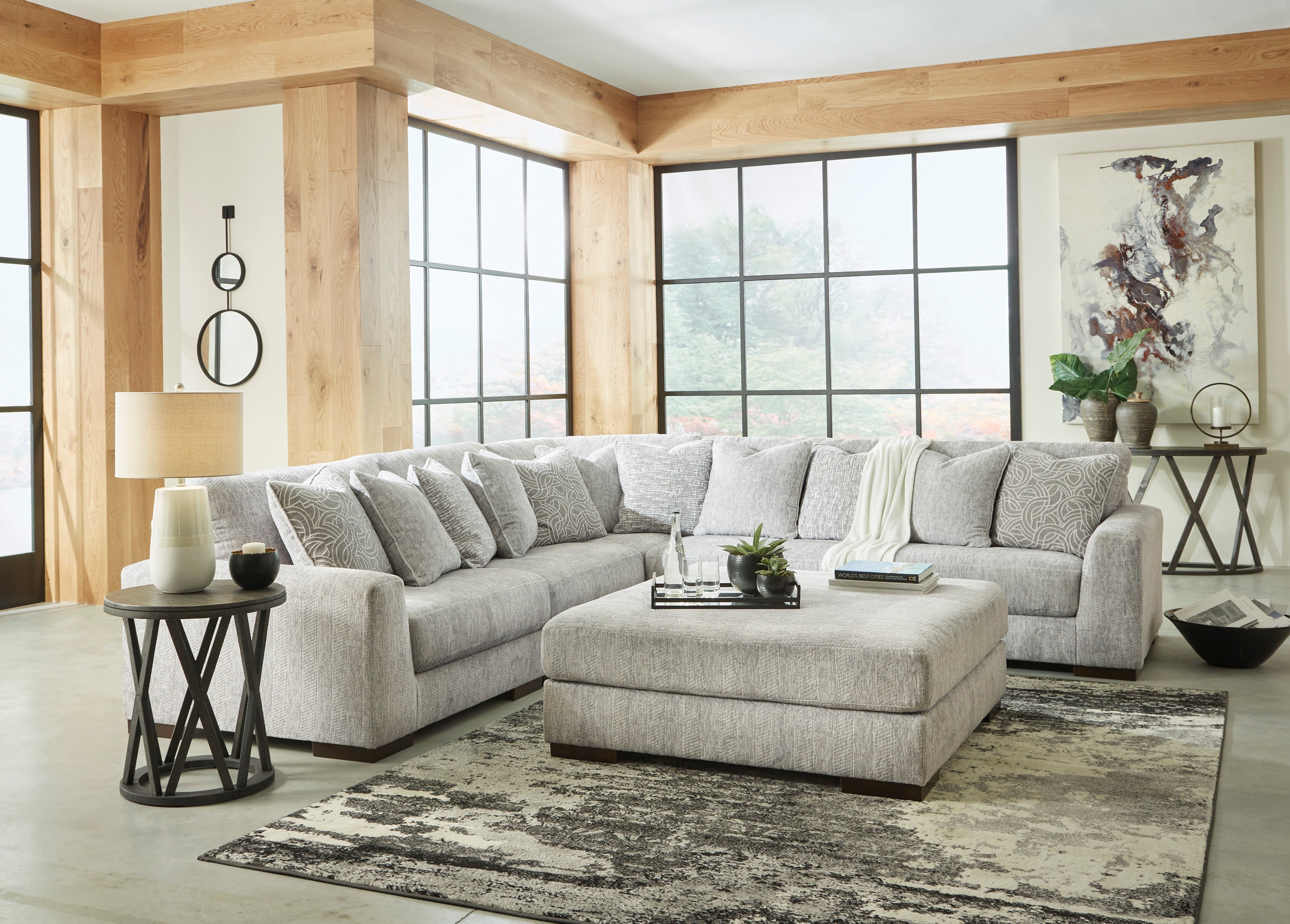 Regent Park Pewter 5-Piece Sectional – Luna Furniture