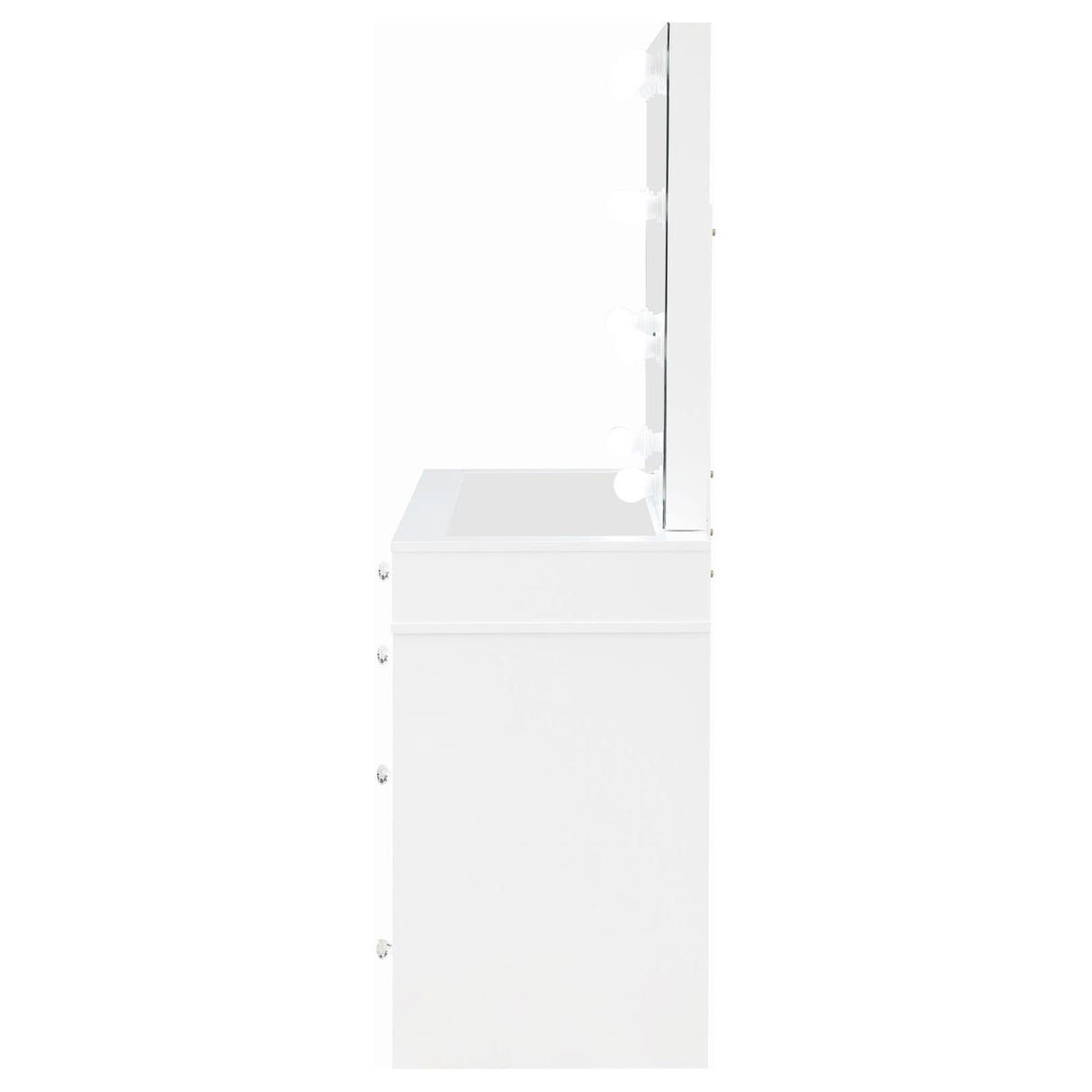 Regina White 3-Piece Makeup Vanity Table Set Hollywood Lighting and Mirror from Coaster - Luna Furniture