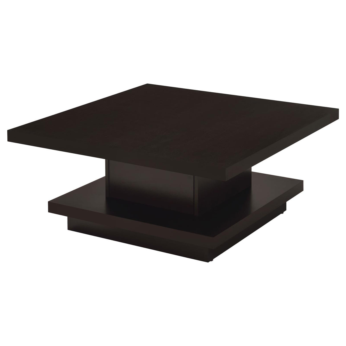 Reston Cappuccino Pedestal Square Coffee Table from Coaster - Luna Furniture