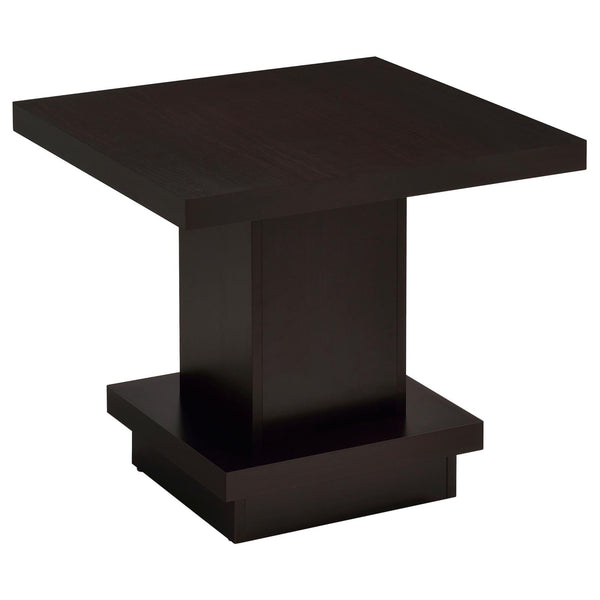 Reston Cappuccino Pedestal Square End Table