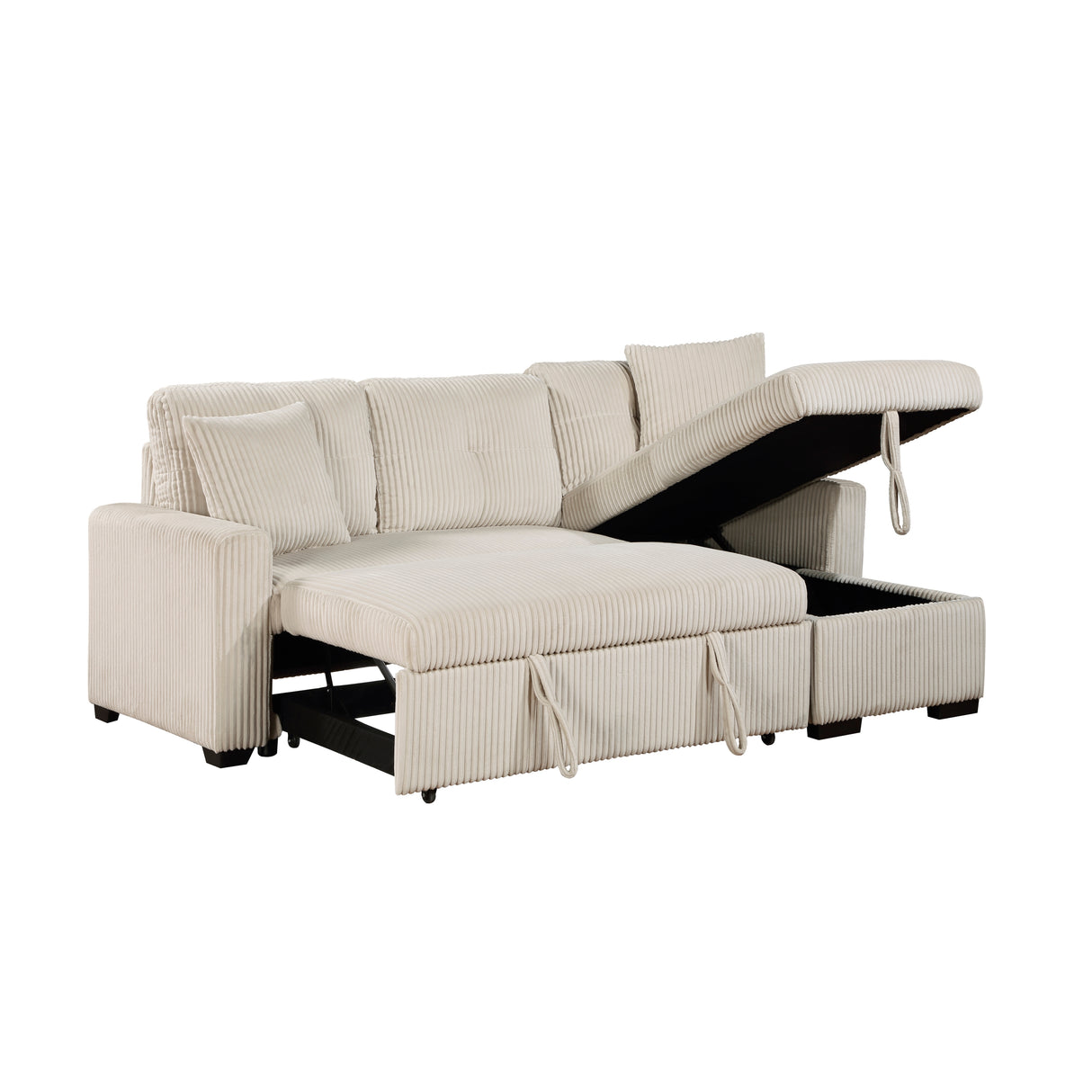 Rhett Beige 3-Piece Reversible Sectional with Pull-out Bed and Hidden Storage from Homelegance - Luna Furniture