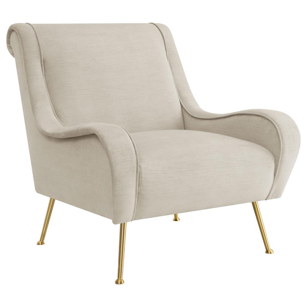 Ricci Stone and Gold Upholstered Saddle Arms Accent Chair