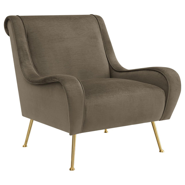 Ricci Truffle and Gold Upholstered Saddle Arms Accent Chair