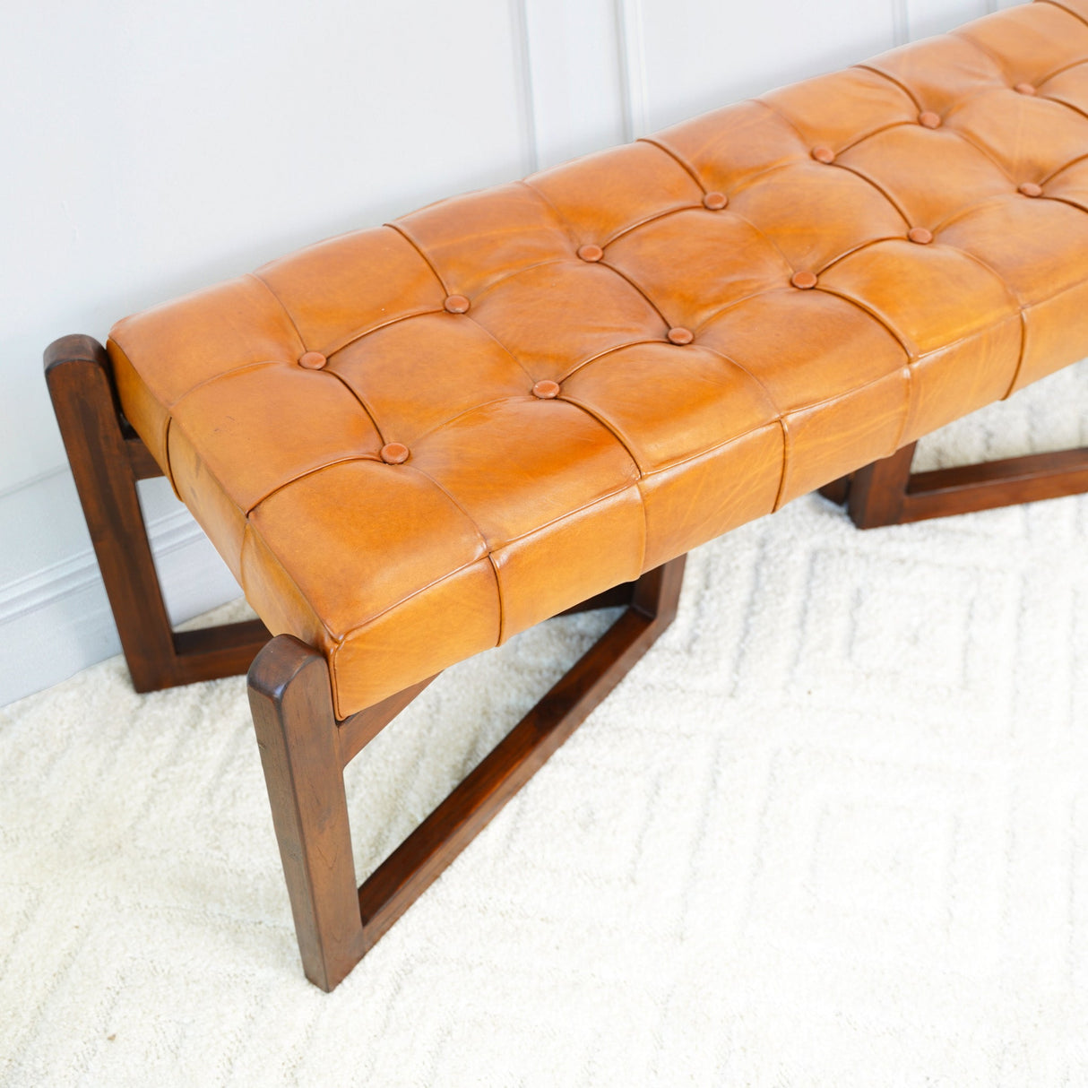 Riley Tan Leather Bench from Midinmod - Luna Furniture