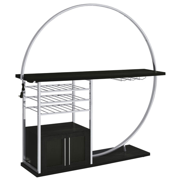 Risley Dark Charcoal 2-Door Circular LED Home Bar with Wine Storage