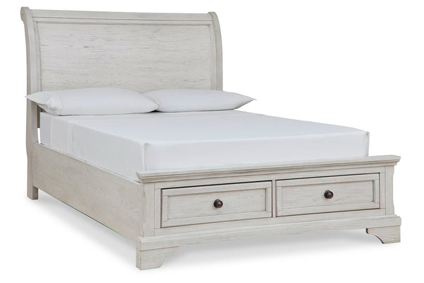 Robbinsdale Antique White Full Sleigh Storage Platform Bed
