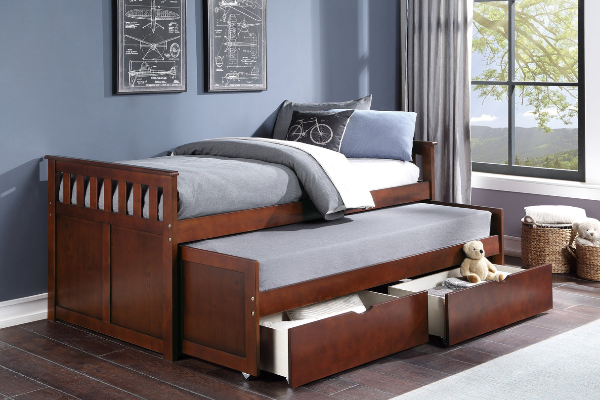 Rowe Dark Cherry Twin/Twin Bed with Storage Boxes from Homelegance - Luna Furniture