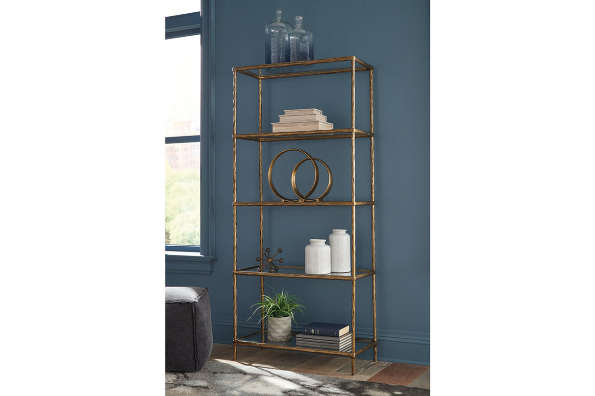 Ryandale Antique Brass Finish Bookcase from Ashley - Luna Furniture