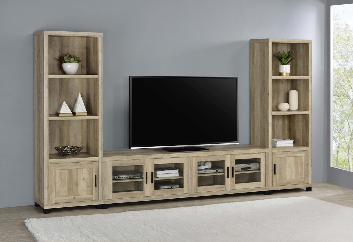 Sachin Antique Pine 3-Shelf Media Tower With Storage Cabinet from Coaster - Luna Furniture