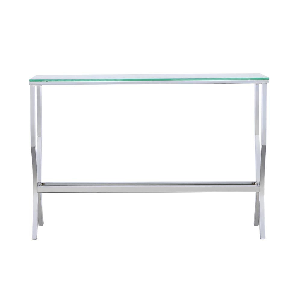 Saide Chrome Rectangular Sofa Table with Mirrored Shelf from Coaster - Luna Furniture