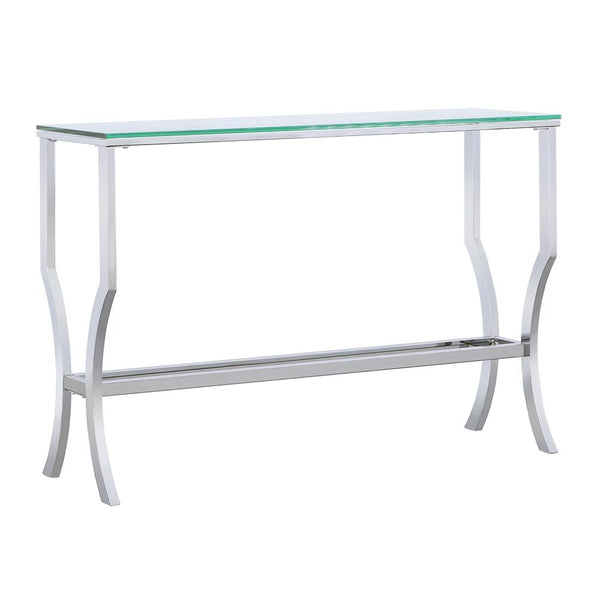 Saide Chrome Rectangular Sofa Table with Mirrored Shelf