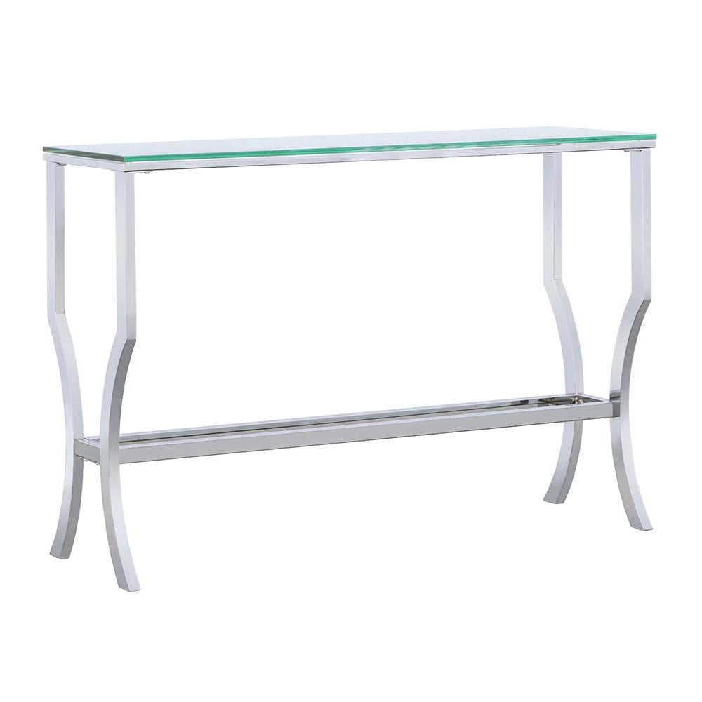 Saide Chrome Rectangular Sofa Table with Mirrored Shelf from Coaster - Luna Furniture