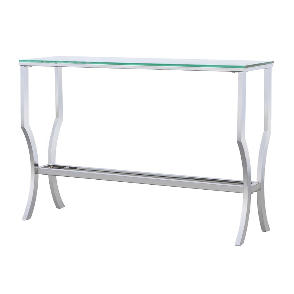 Saide Chrome Rectangular Sofa Table with Mirrored Shelf from Coaster - Luna Furniture