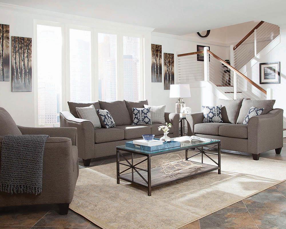 Salizar Gray Upholstered Flared Arm Living Room Set from Coaster - Luna Furniture