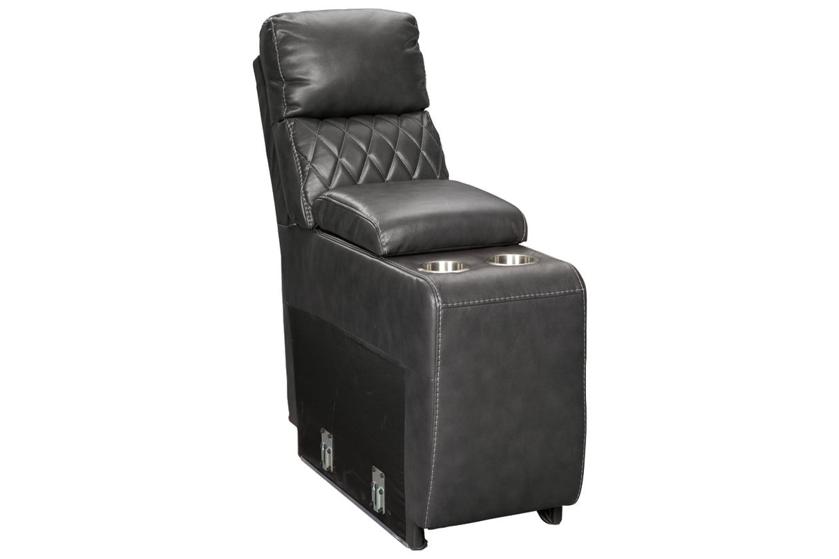 Samperstone Gray Console with Storage from Ashley Furniture - Luna Furniture