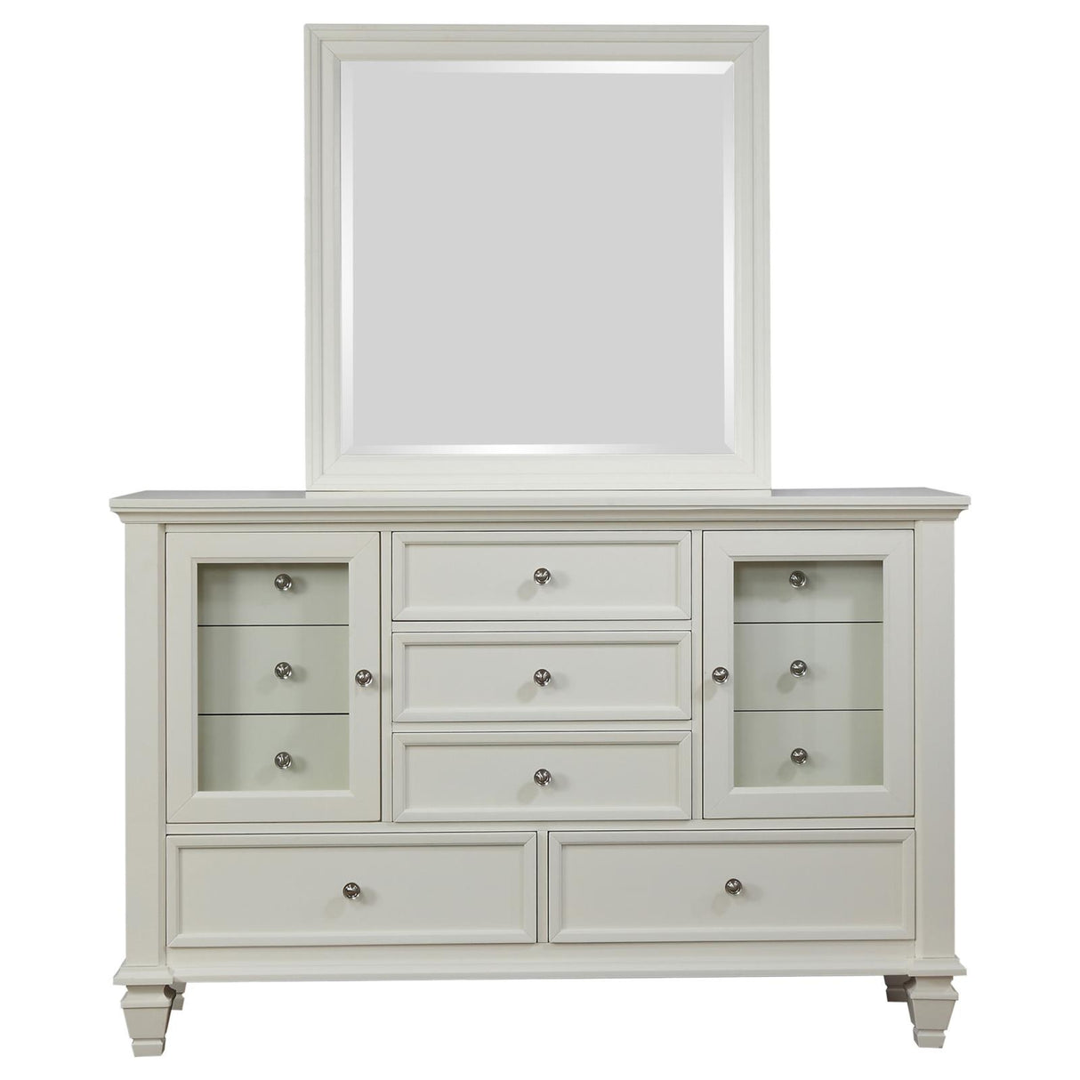 Sandy Beach Cream White 11-Ddrawer Dresser with Mirror from Coaster - Luna Furniture