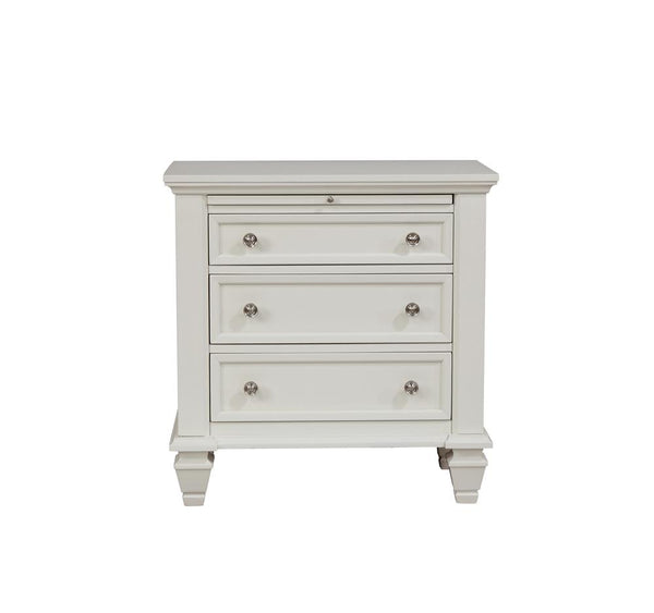 Sandy Beach White 3-Drawer Nightstand