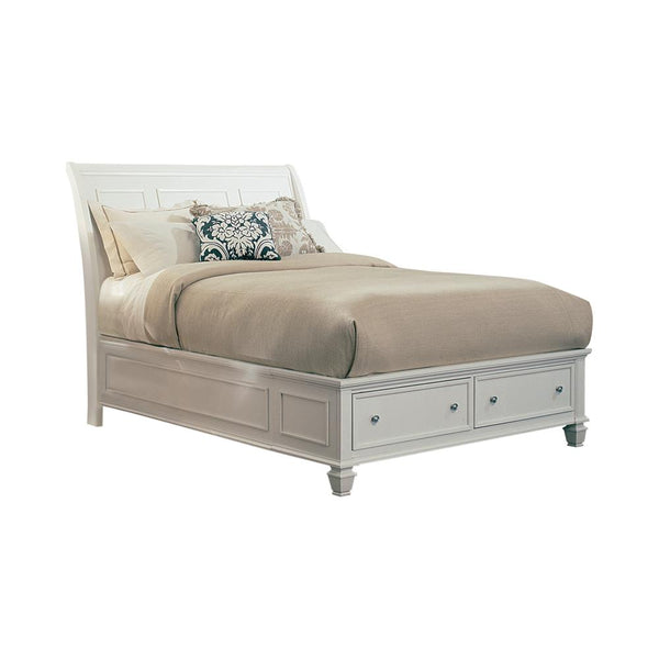 Sandy Beach White Queen Storage Sleigh Bed