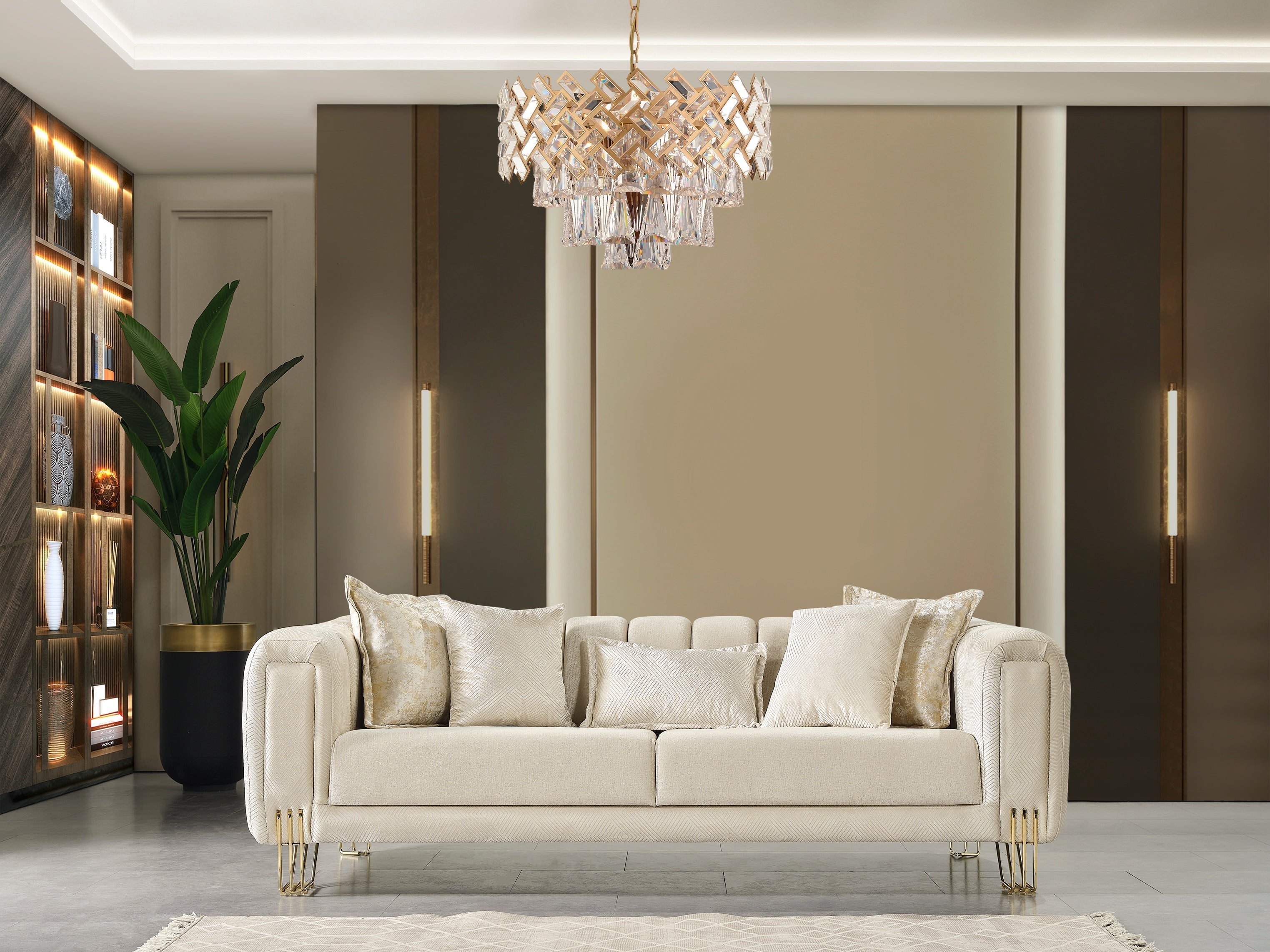 Santana Ivory Velvet Sofa – Luna Furniture