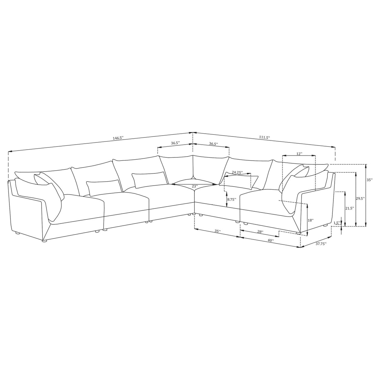 Sasha Barely Black Upholstered 6-Piece Modular Sectional from Coaster - Luna Furniture
