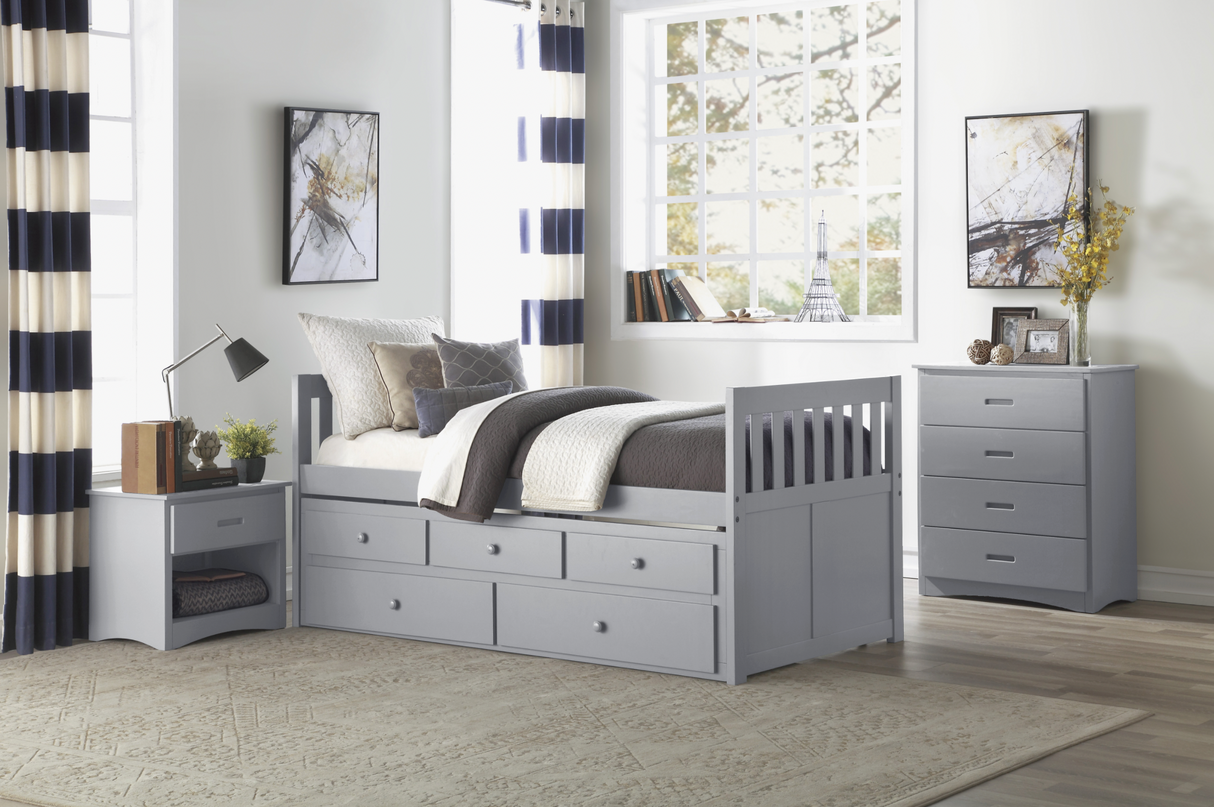 Orion Gray Twin Captains Trundle Bed from Homelegance - Luna Furniture