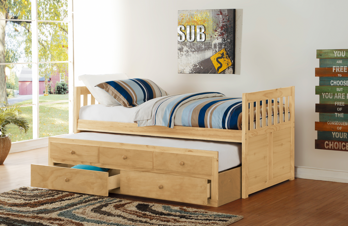 Bartly Pine Twin/Twin Trundle Bed from Homelegance - Luna Furniture