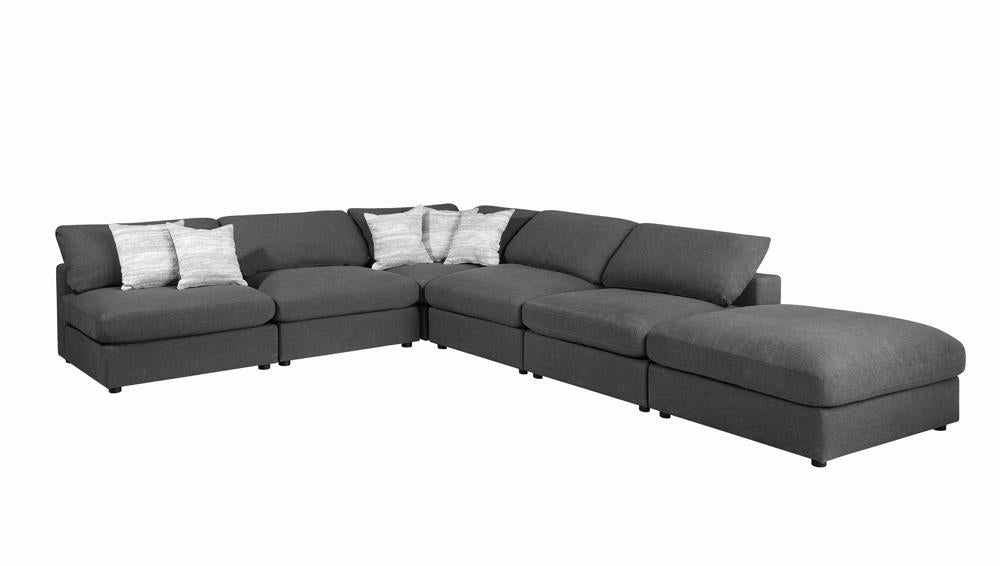 Serene Charcoal Upholstered Armless Chair from Coaster - Luna Furniture