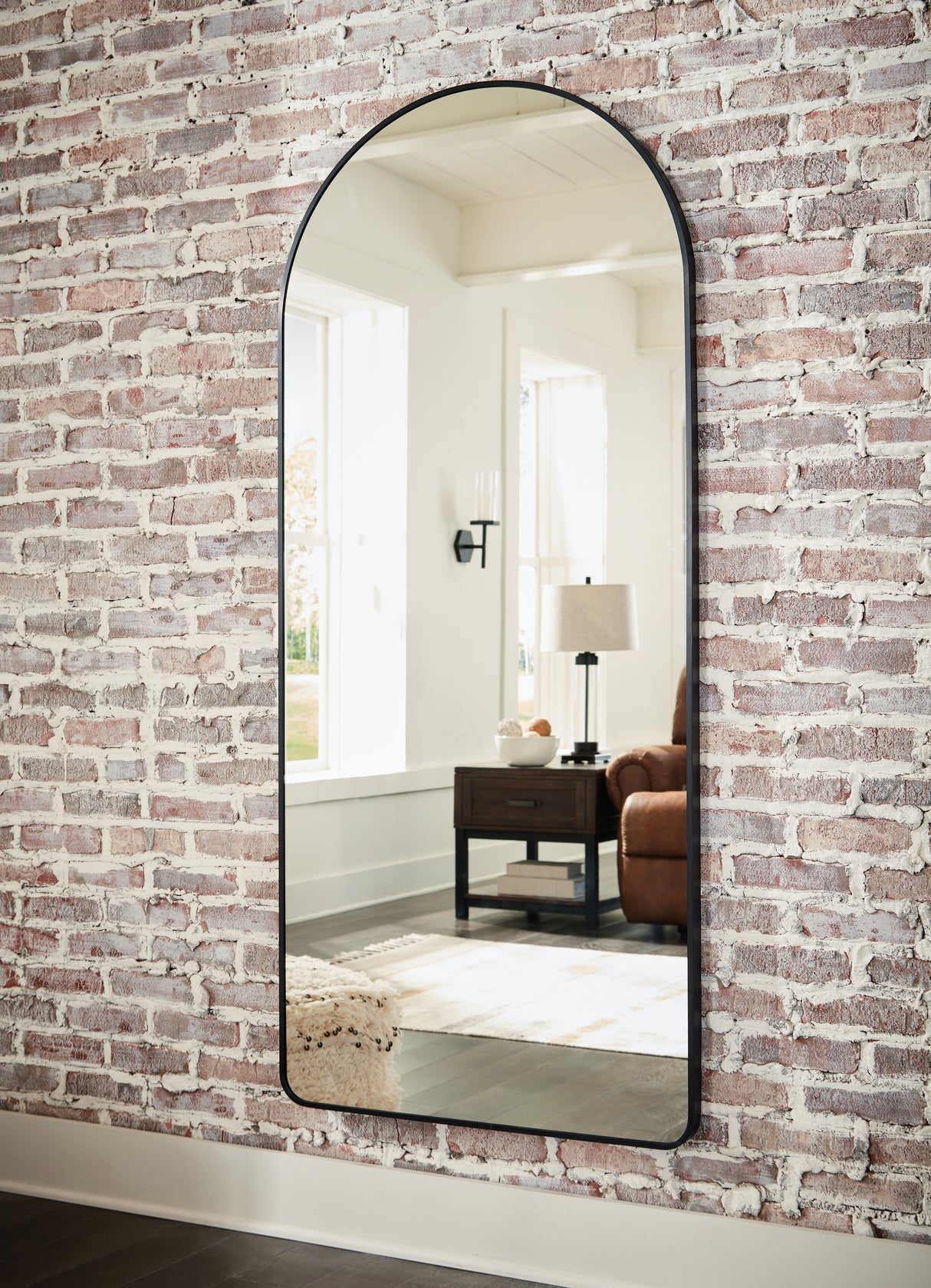 Sethall Black Floor Mirror from Ashley - Luna Furniture