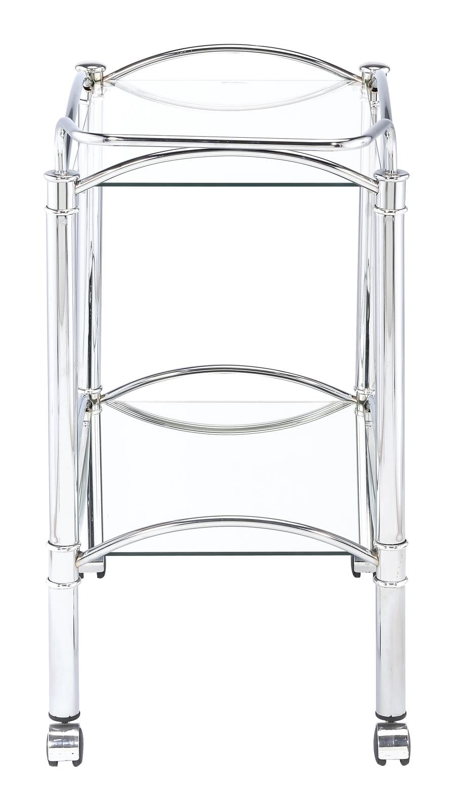 Shadix Chrome and Clear 2-Tier Serving Cart with Glass Top from Coaster - Luna Furniture