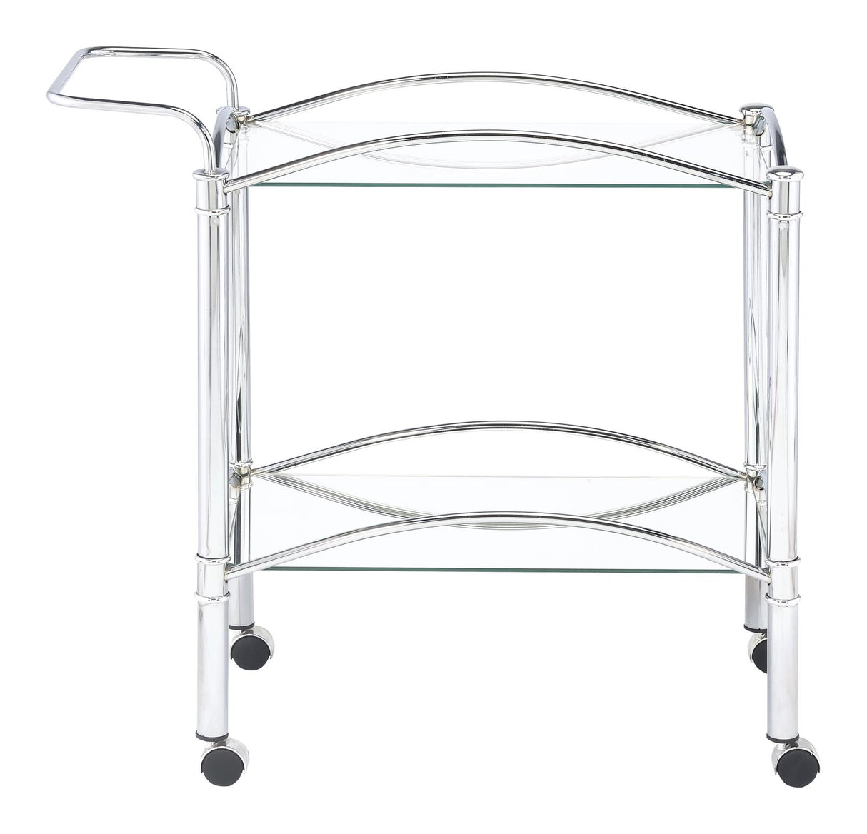 Shadix Chrome and Clear 2-Tier Serving Cart with Glass Top from Coaster - Luna Furniture