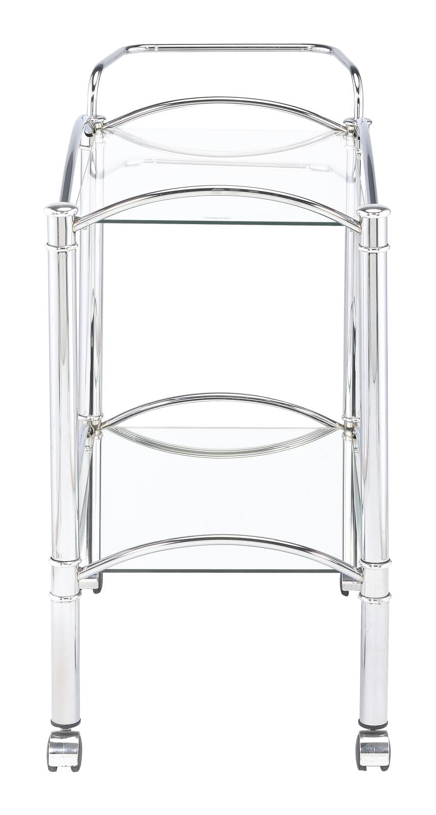 Shadix Chrome and Clear 2-Tier Serving Cart with Glass Top from Coaster - Luna Furniture
