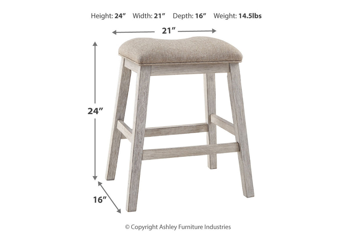 Skempton White/Light Brown Counter Height Barstool, Set of 2 from Ashley - Luna Furniture