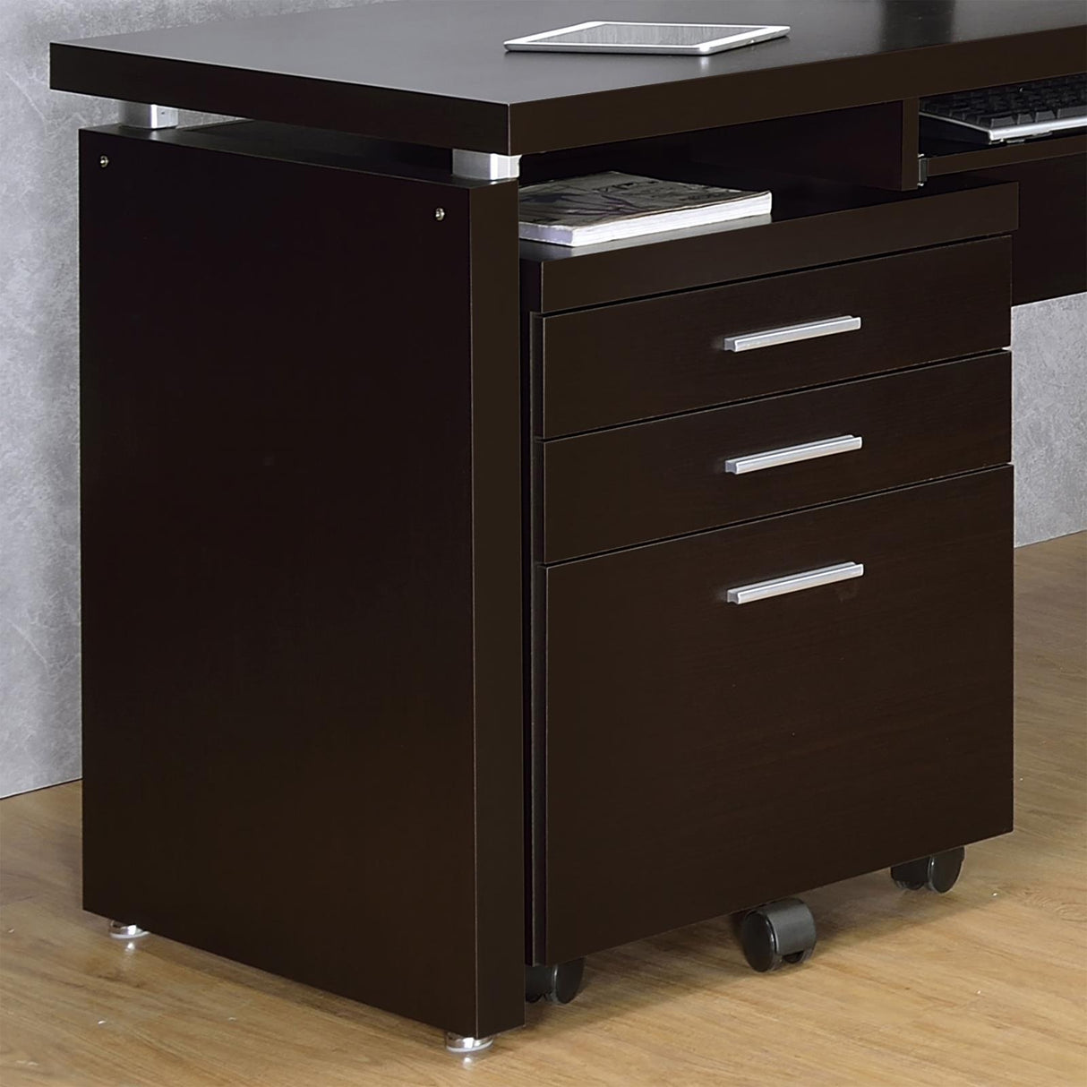Skylar Cappuccino 3-Drawer Mobile File Cabinet from Coaster - Luna Furniture