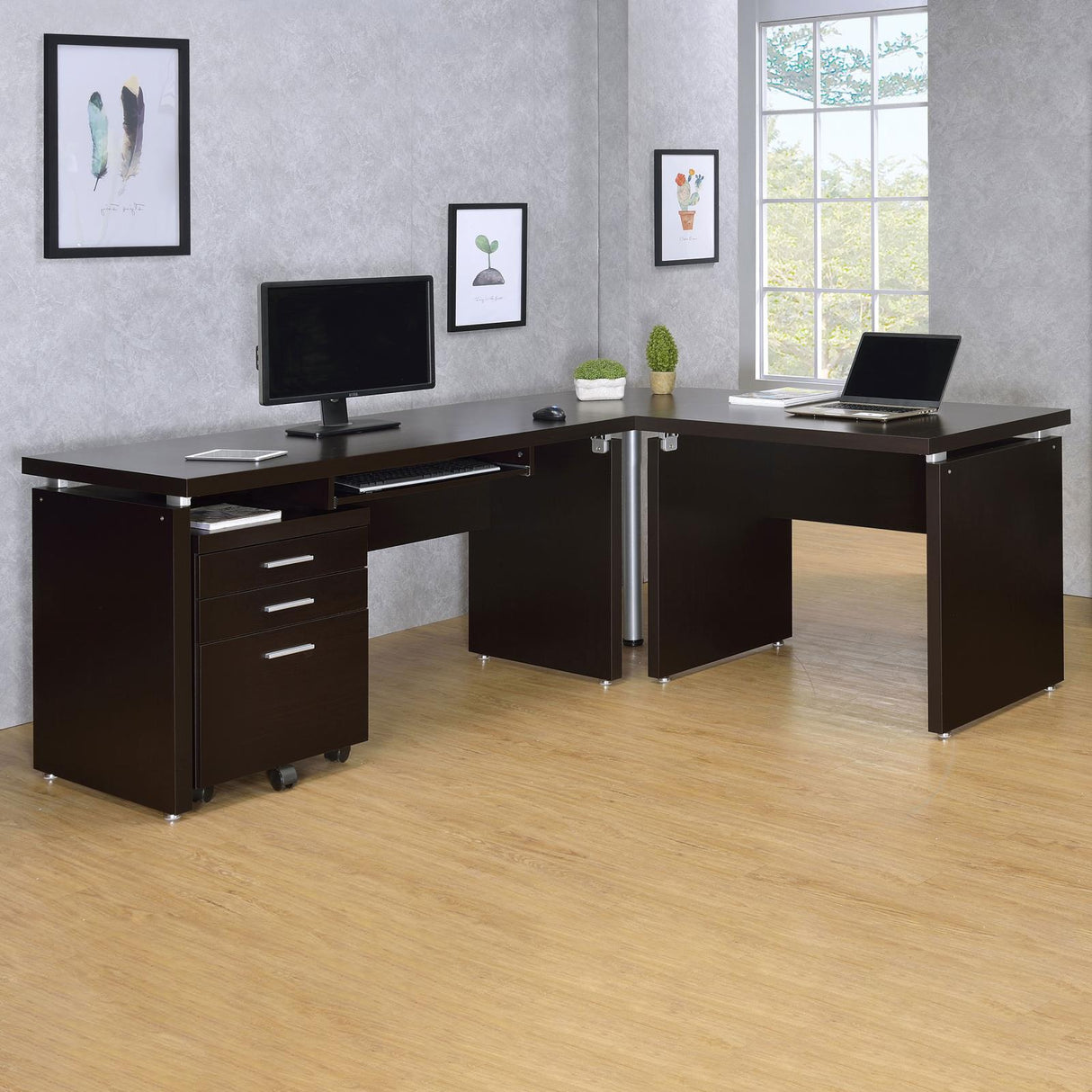 Skylar Cappuccino 4-Piece Desk Set from Coaster - Luna Furniture