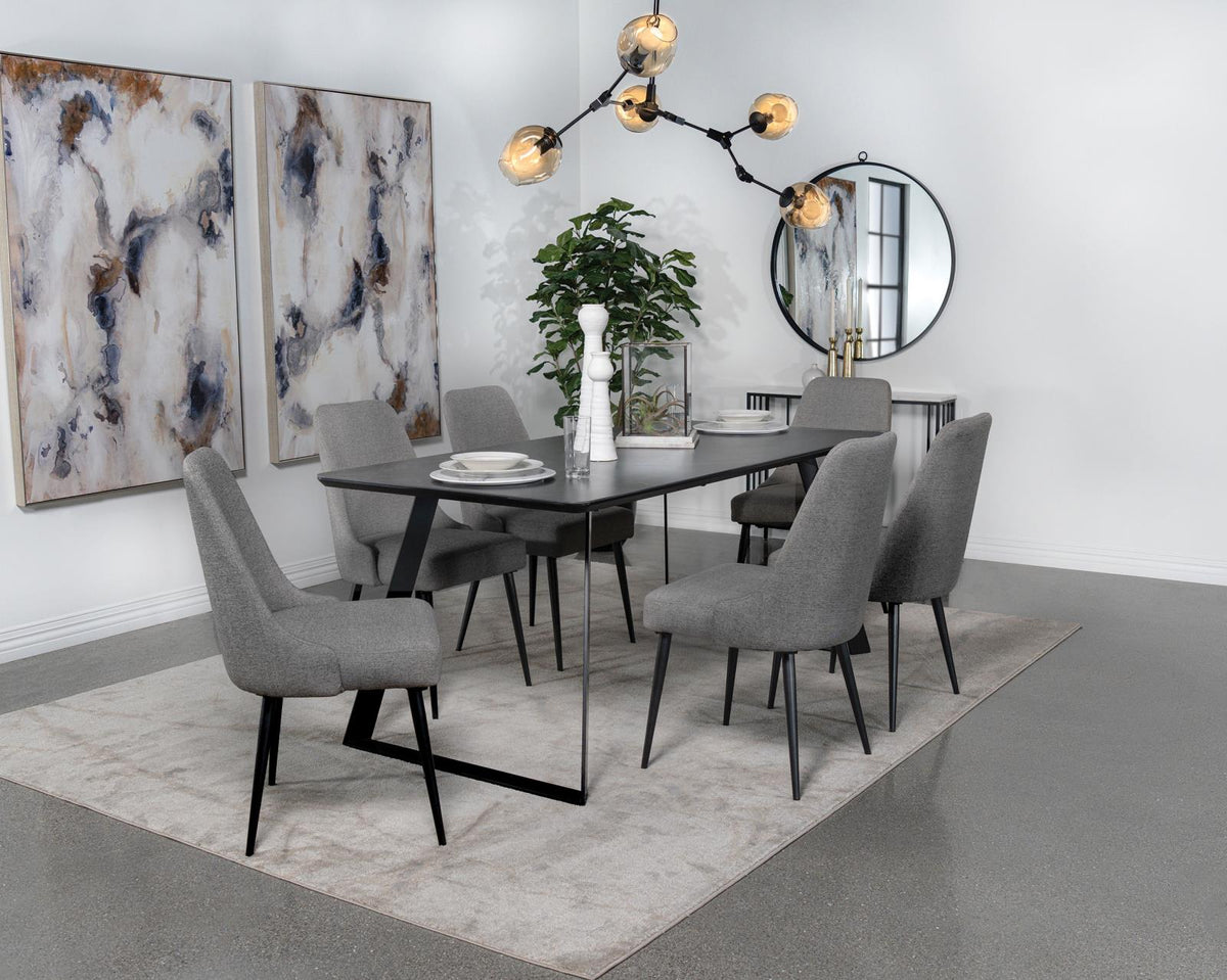 Smith Black and Gunmetal 7-Piece Rectangular Dining Set with Ceramic Table Top from Coaster - Luna Furniture
