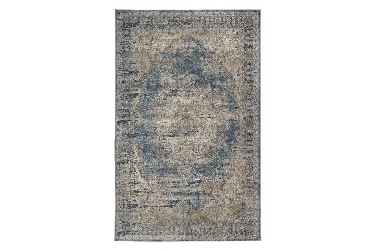 South Blue/Beige 5' x 7' Rug from Ashley Furniture - Luna Furniture