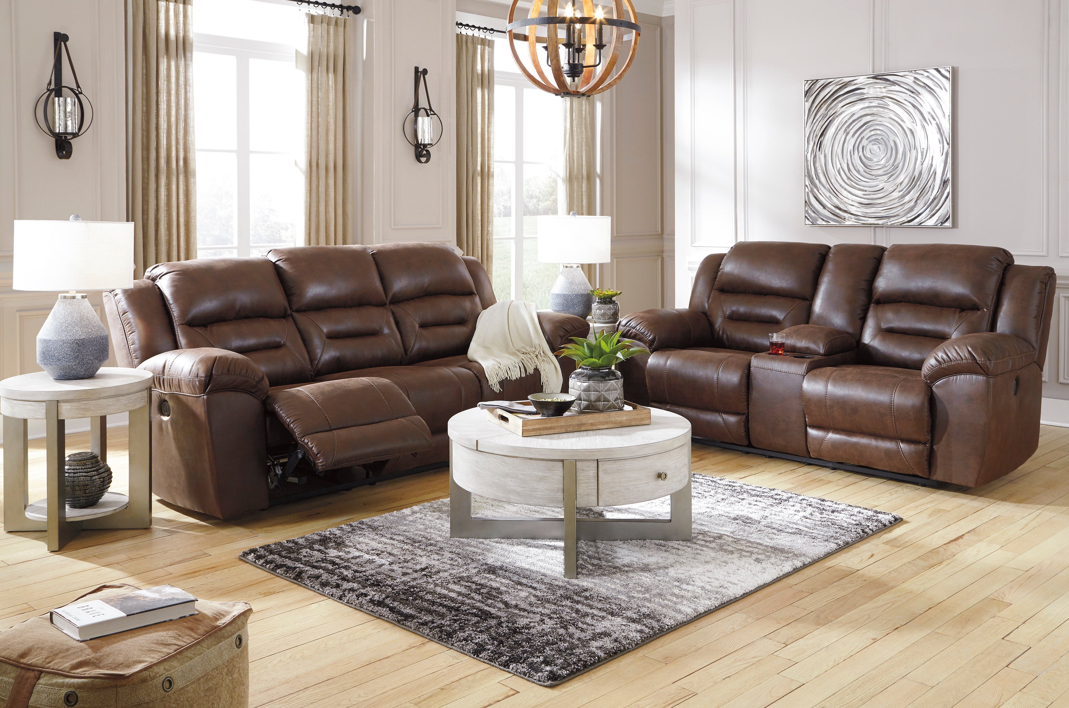 Ashley Stoneland Chocolate Reclining Living Room Set - Luna Furniture