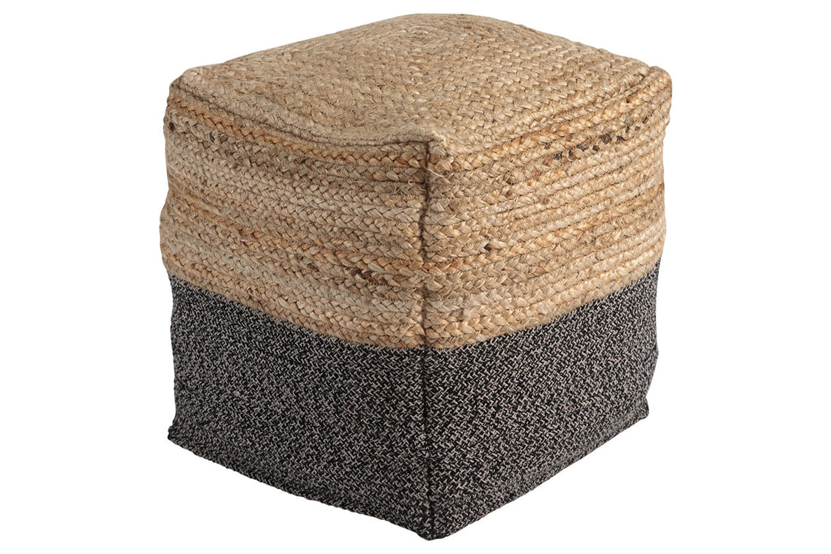 Sweed Valley Natural/Black Pouf from Ashley - Luna Furniture