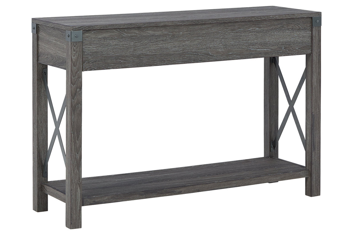 Freedan Grayish Brown Sofa/Console Table from Ashley - Luna Furniture