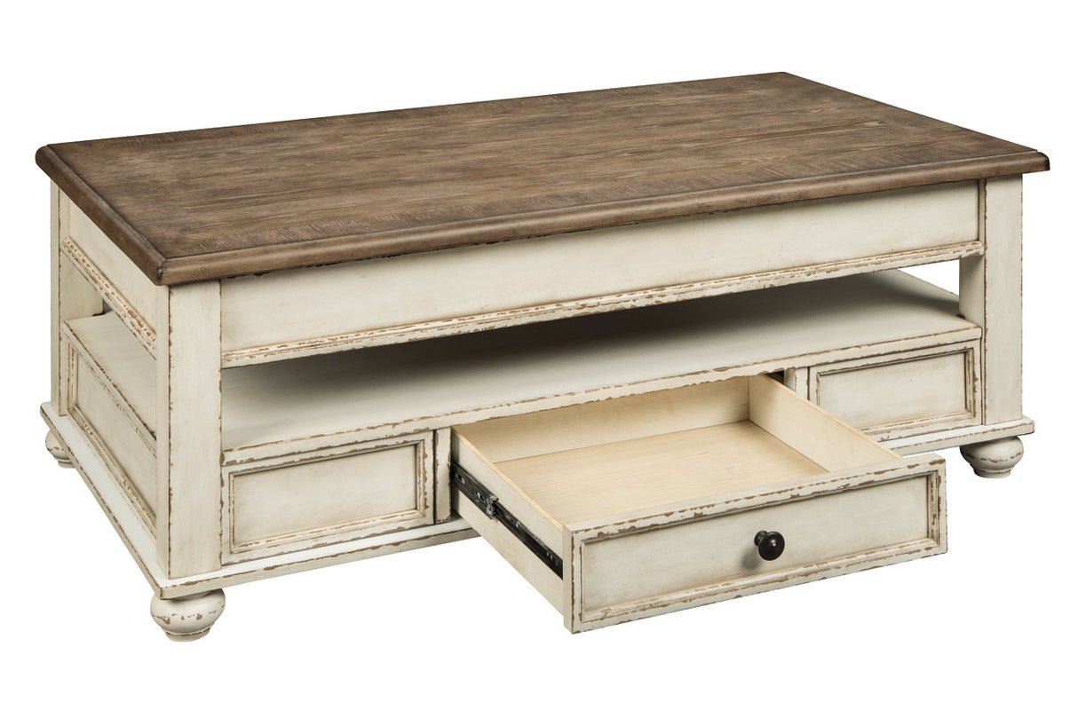 Realyn White/Brown Coffee Table with Lift Top from Ashley - Luna Furniture